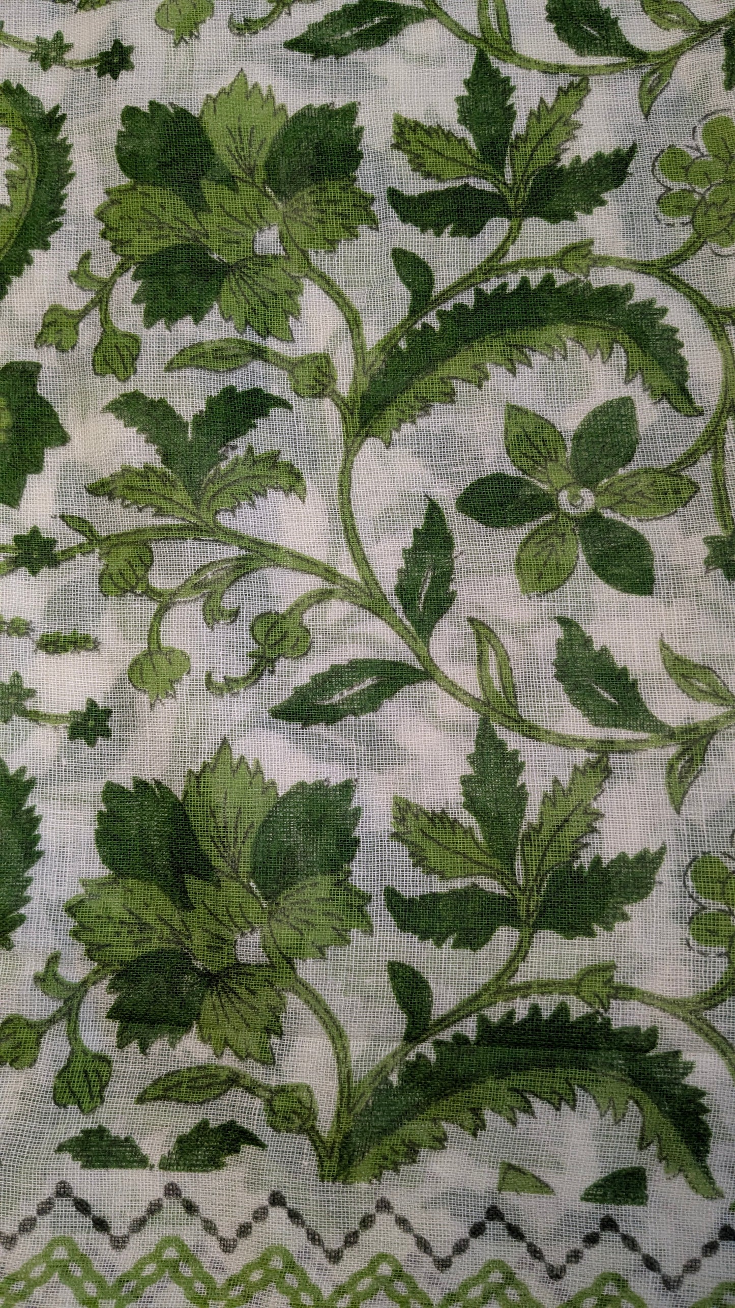 Vivid Threads Self Design Pure Cotton Printed Fabric With Pompom Lace Scarf For Women