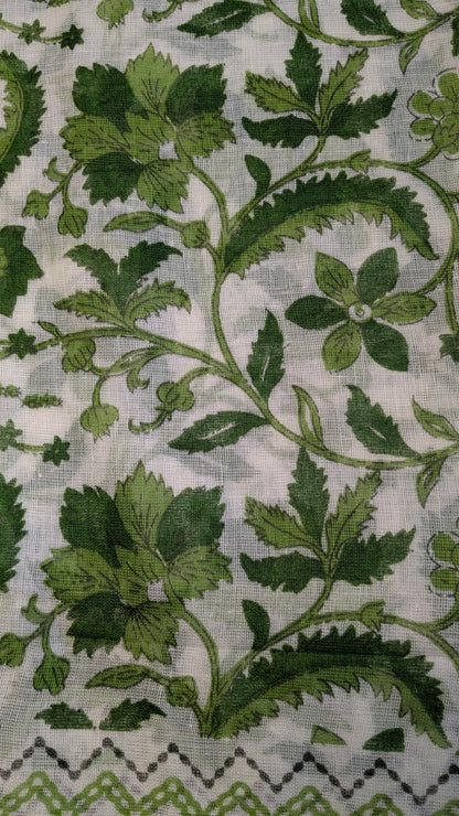 Vivid Threads Self Design Pure Cotton Printed Fabric With Pompom Lace Scarf For Women